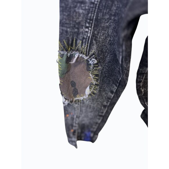STAPLE‎ Mens XL Distressed Denim Jacket with Paint Splatter & Patchwork NWT - Picture 6 of 15